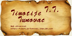 Timotije Tunovac vizit kartica